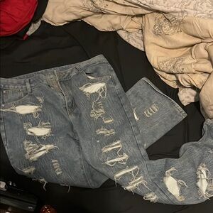 Distressed Blue Jeans